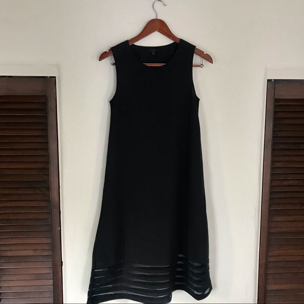 COS Black Sleeveless A-Line Dress with sheer accents at hem Size XS - Picture 4 of 15